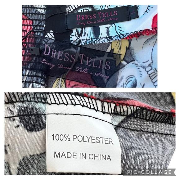 Dress Tells New Skull Roses Print Halter Tie Neck Fit & Flare Mini Dress Large - Picture 9 of 12